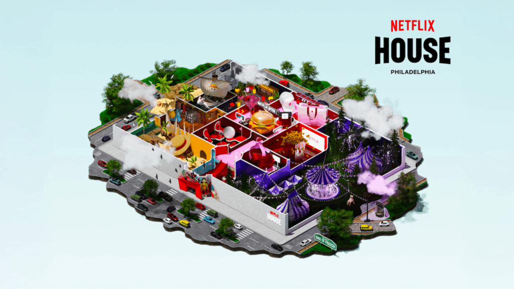 Vu aérienne imaginaire d'une Netflix house