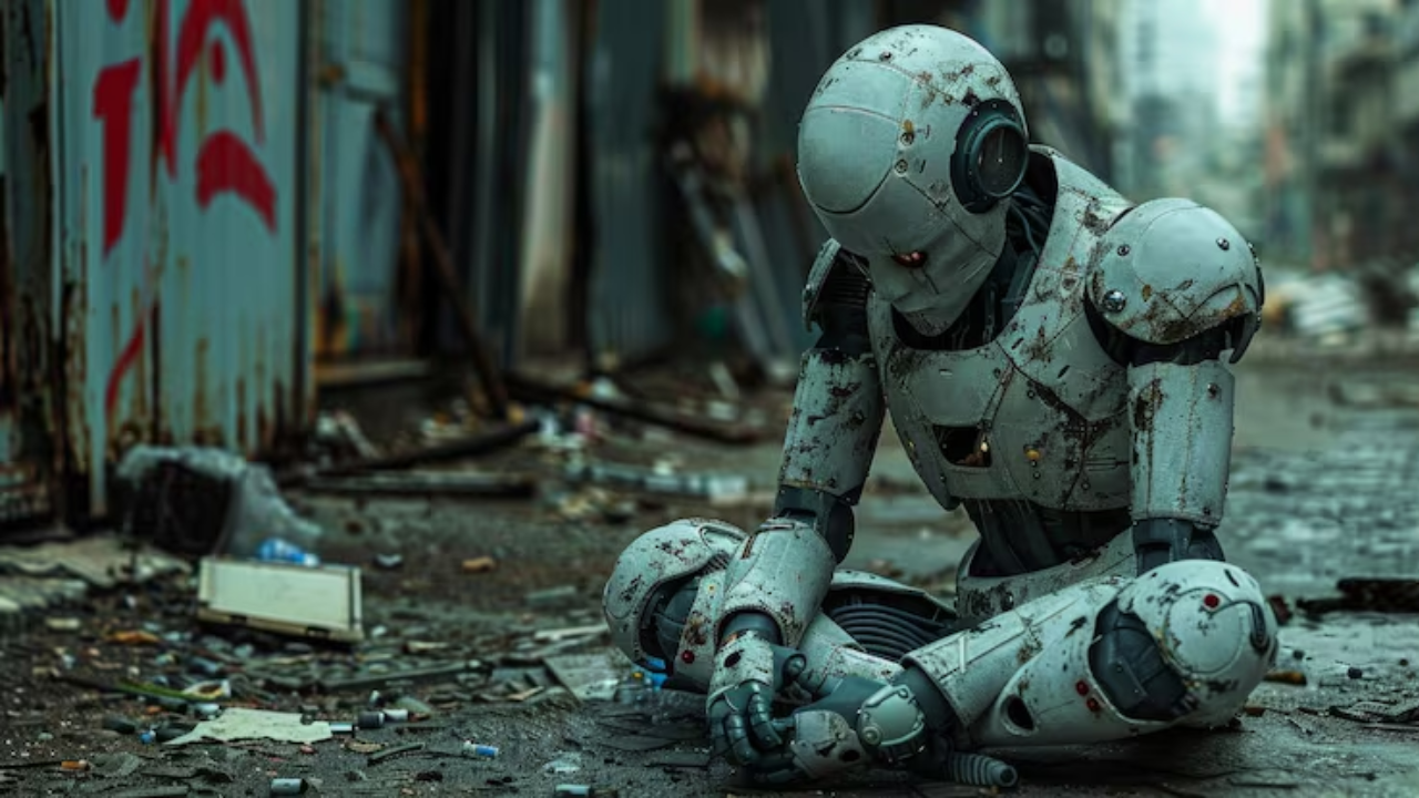 Robot dans une rue sombre