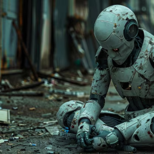 Robot dans une rue sombre