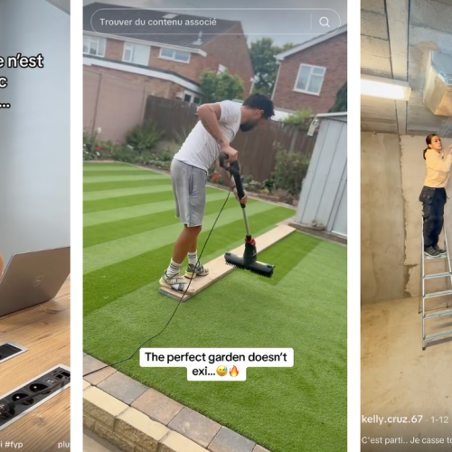 Différentes vues de personnes qui travaillent en se filmant sur Tik Tok